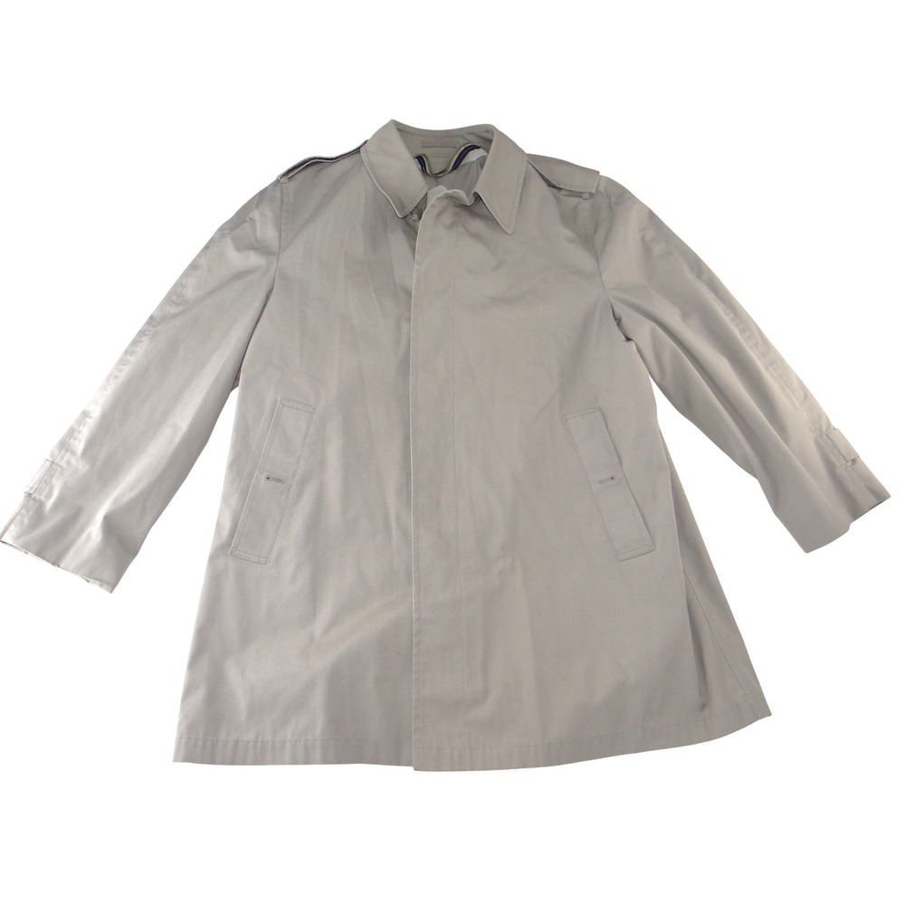 London Fog Mens Vintage Trench Coat Tan Khaki Mac‎ Jacket 42 Short